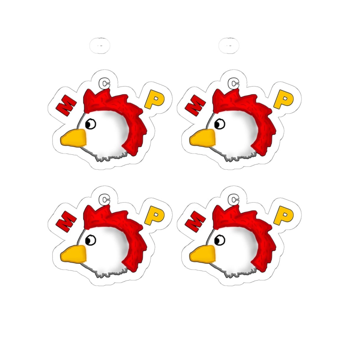 Funny Chicken Head Stickers Set of 4 - Waterproof Farm Animal Vinyl Decals for Kids, Adults, Crafts - Gooso Pixel