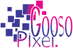 Colorful logo with 'Gooso Pixel' text on a white background