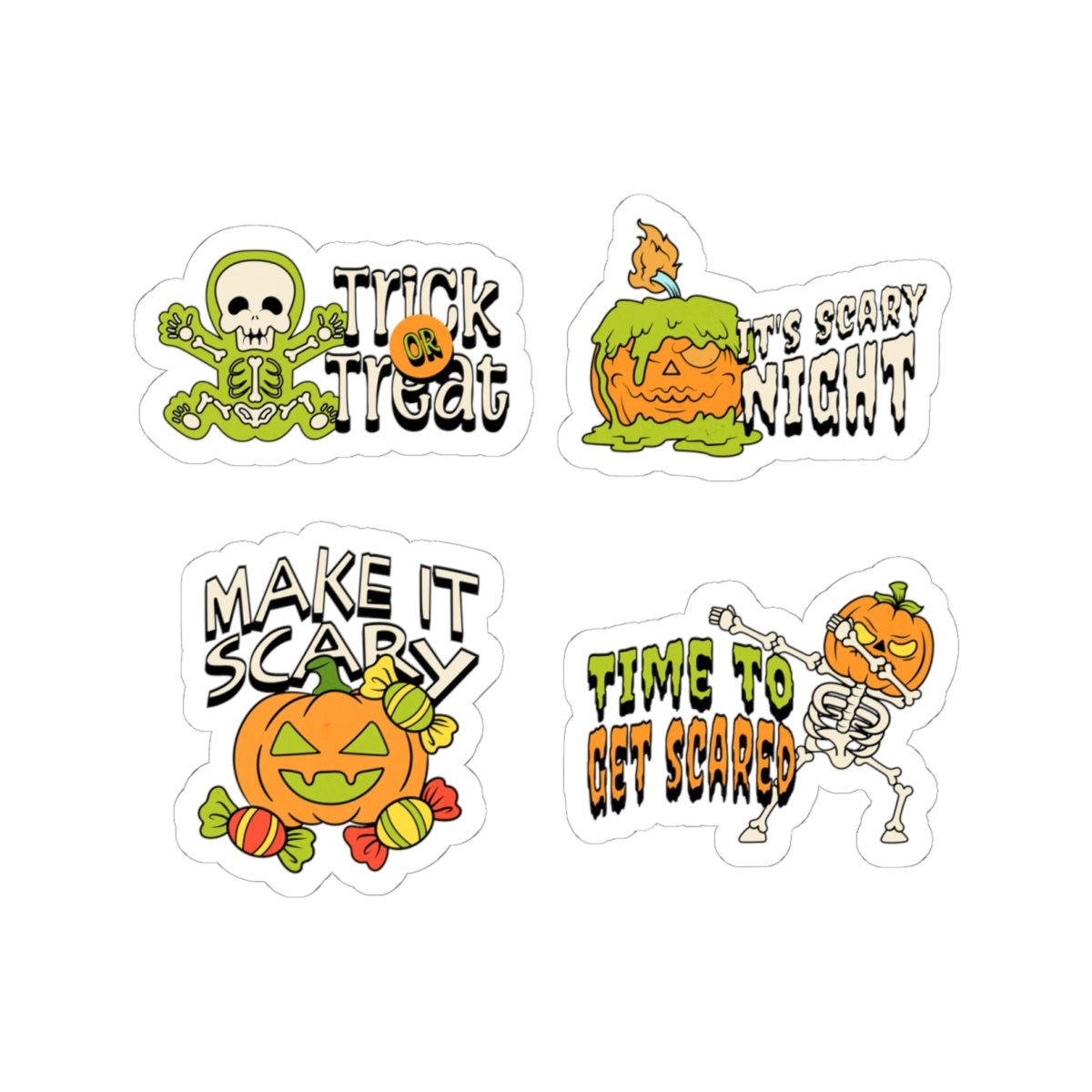 Halloween Stickers 4 - Pack - Spooky Pumpkin & Skeleton Vinyl for Laptops & Journals - Gooso Pixel