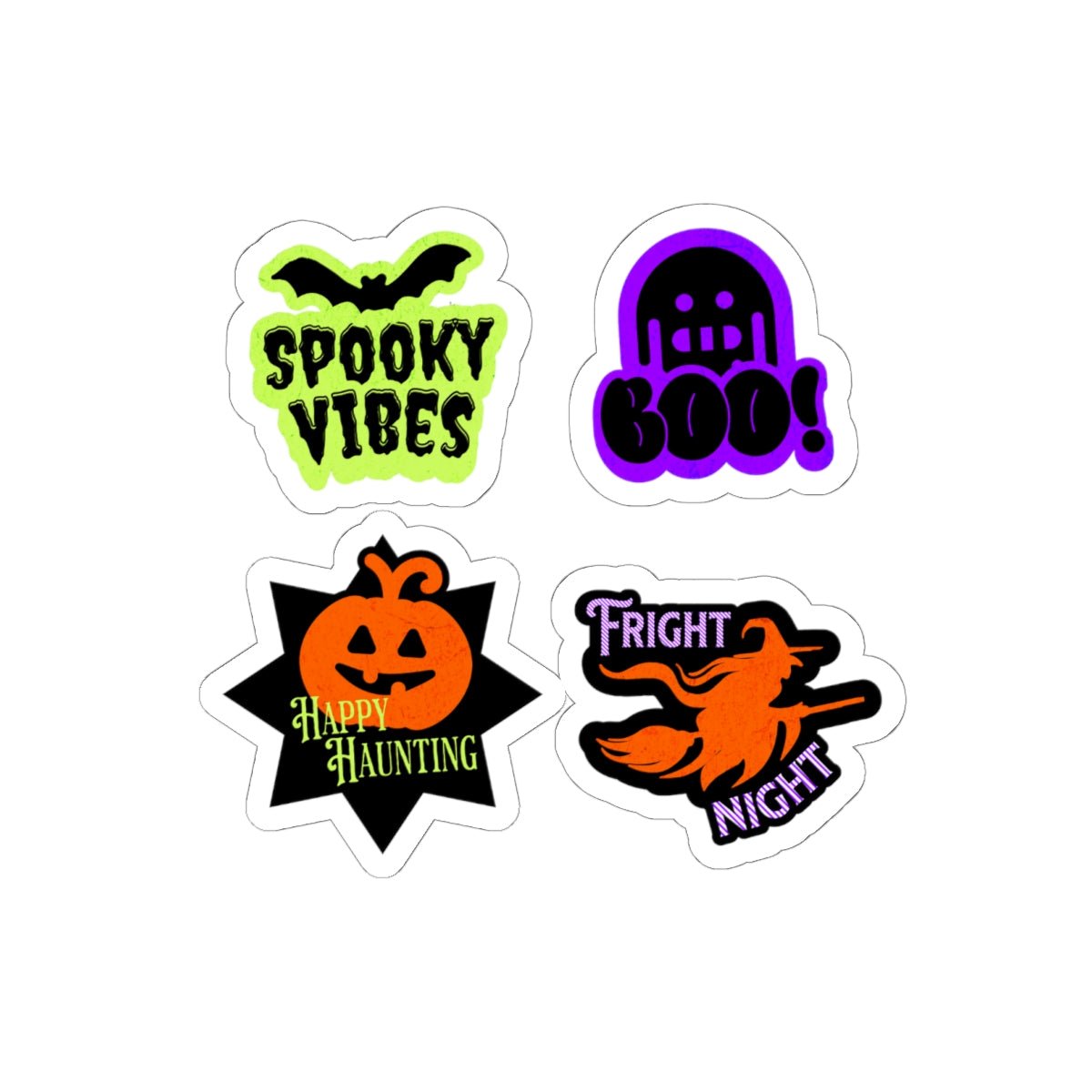 Halloween Stickers with Sayings - 4 Pack Text & Graphics Kiss - Cut Vinyl for Laptops - Gooso Pixel