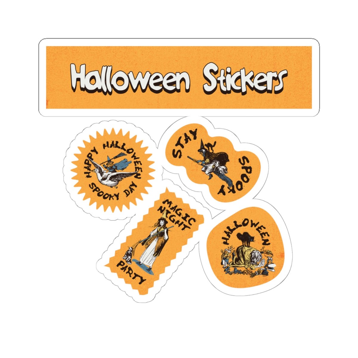 Orange & Black Halloween Stickers - Classic Designs Kiss - Cut Vinyl for Laptops - Gooso Pixel