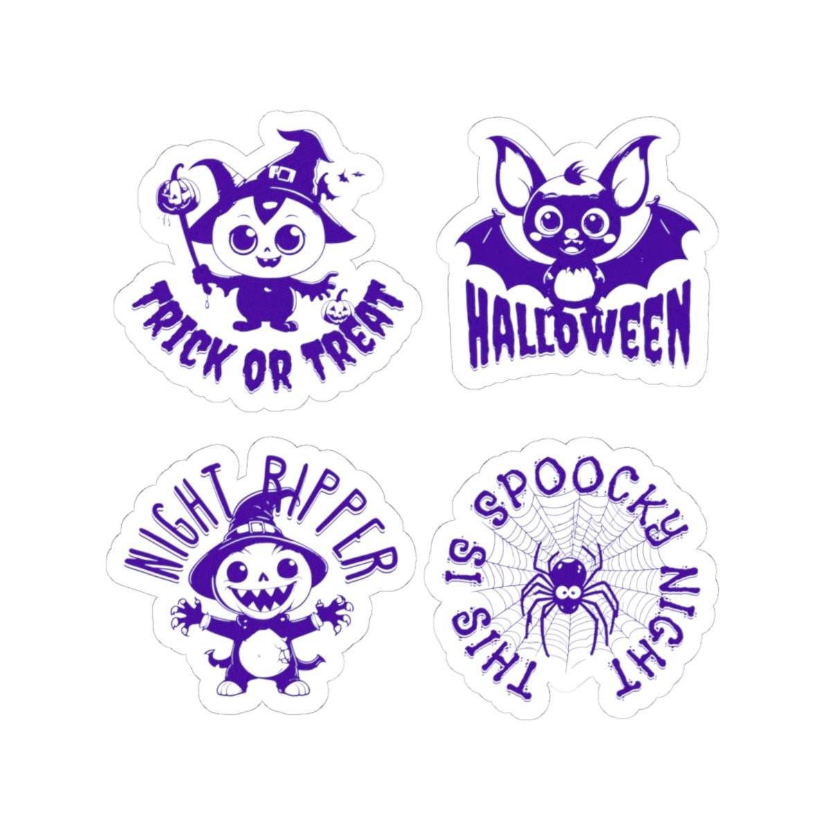 Purple Halloween Stickers - 4 Pack Text & Graphics Kiss - Cut Vinyl for Laptops - Gooso Pixel