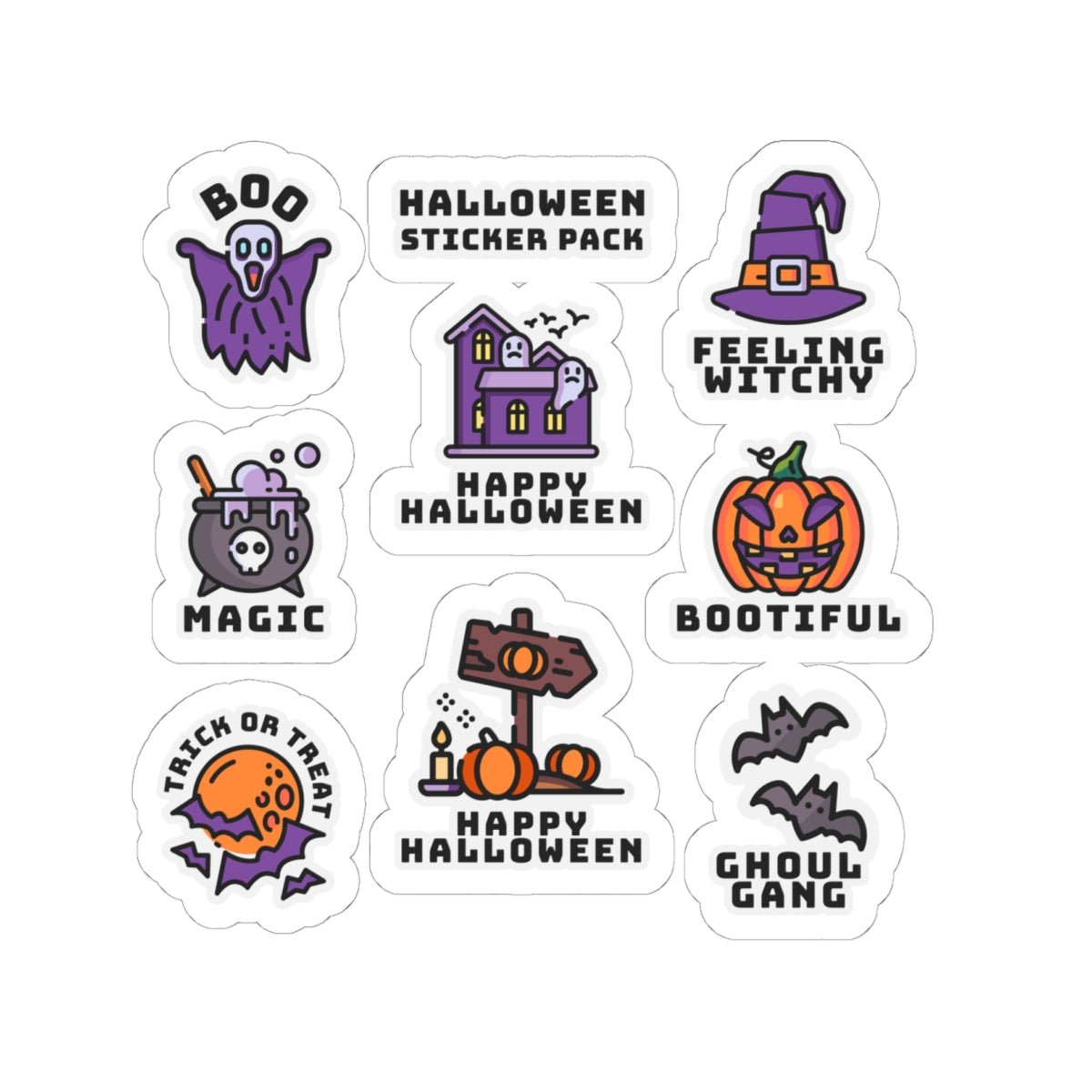Spooky Halloween Sticker Pack - Mixed Designs Kiss - Cut Vinyl for Laptops & Journals - Gooso Pixel