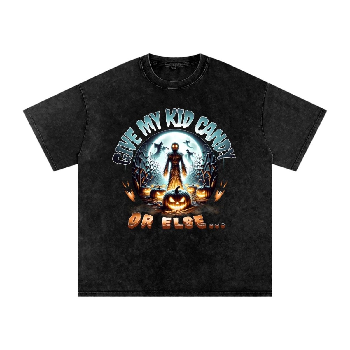 Trick or Treat Mom Shirt | Funny Halloween Dad Shirt | Snow Washed Oversized Cotton T-Shirt | Matching Family Halloween Costume Tee | Spooky - Gooso Pixel
