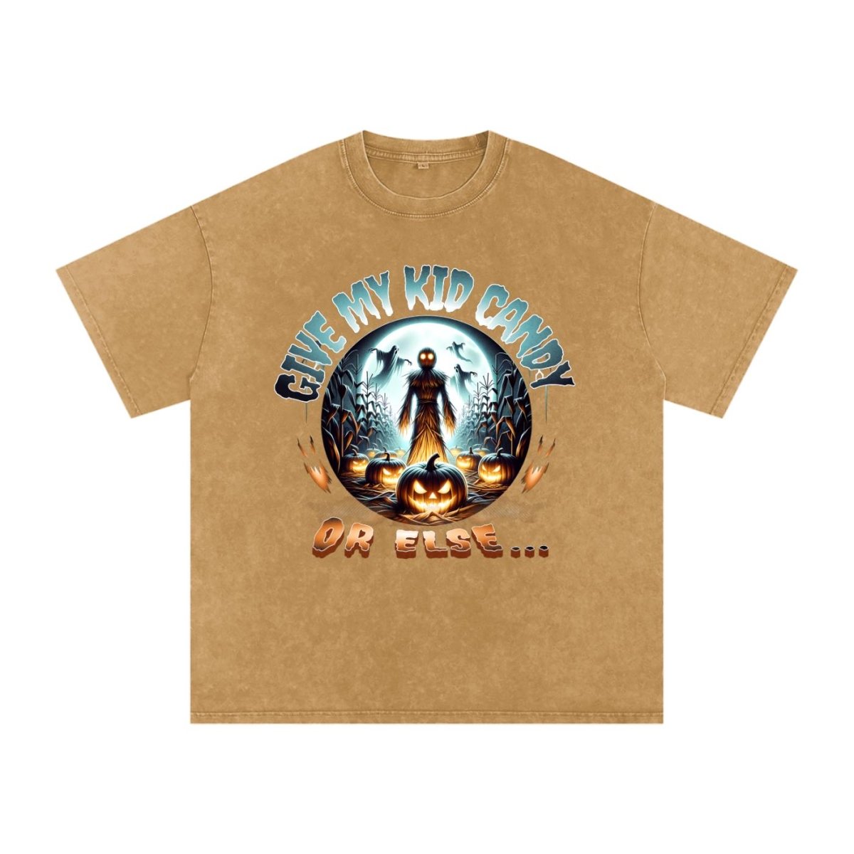 Trick or Treat Mom Shirt | Funny Halloween Dad Shirt | Snow Washed Oversized Cotton T-Shirt | Matching Family Halloween Costume Tee | Spooky - Gooso Pixel