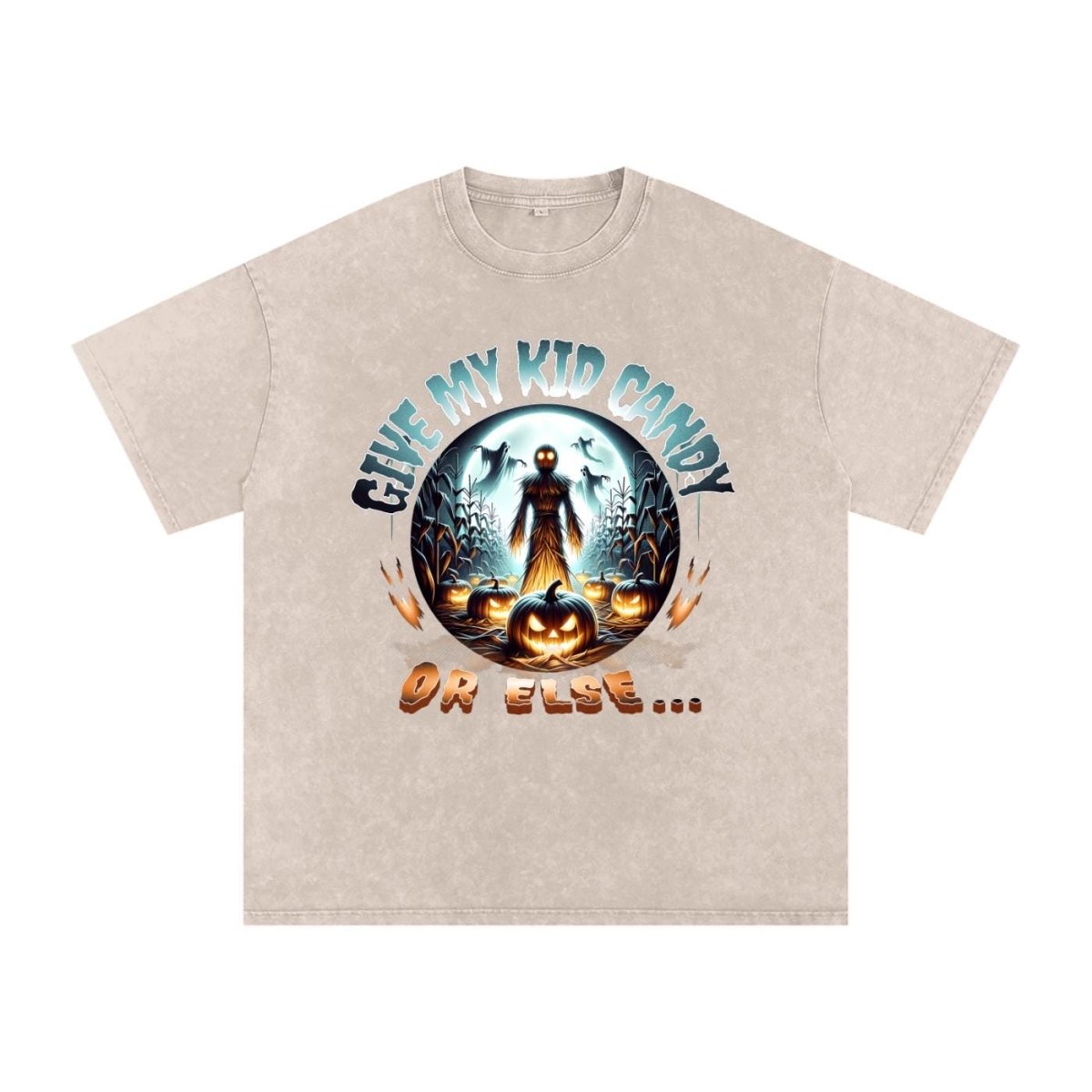 Trick or Treat Mom Shirt | Funny Halloween Dad Shirt | Snow Washed Oversized Cotton T-Shirt | Matching Family Halloween Costume Tee | Spooky - Gooso Pixel