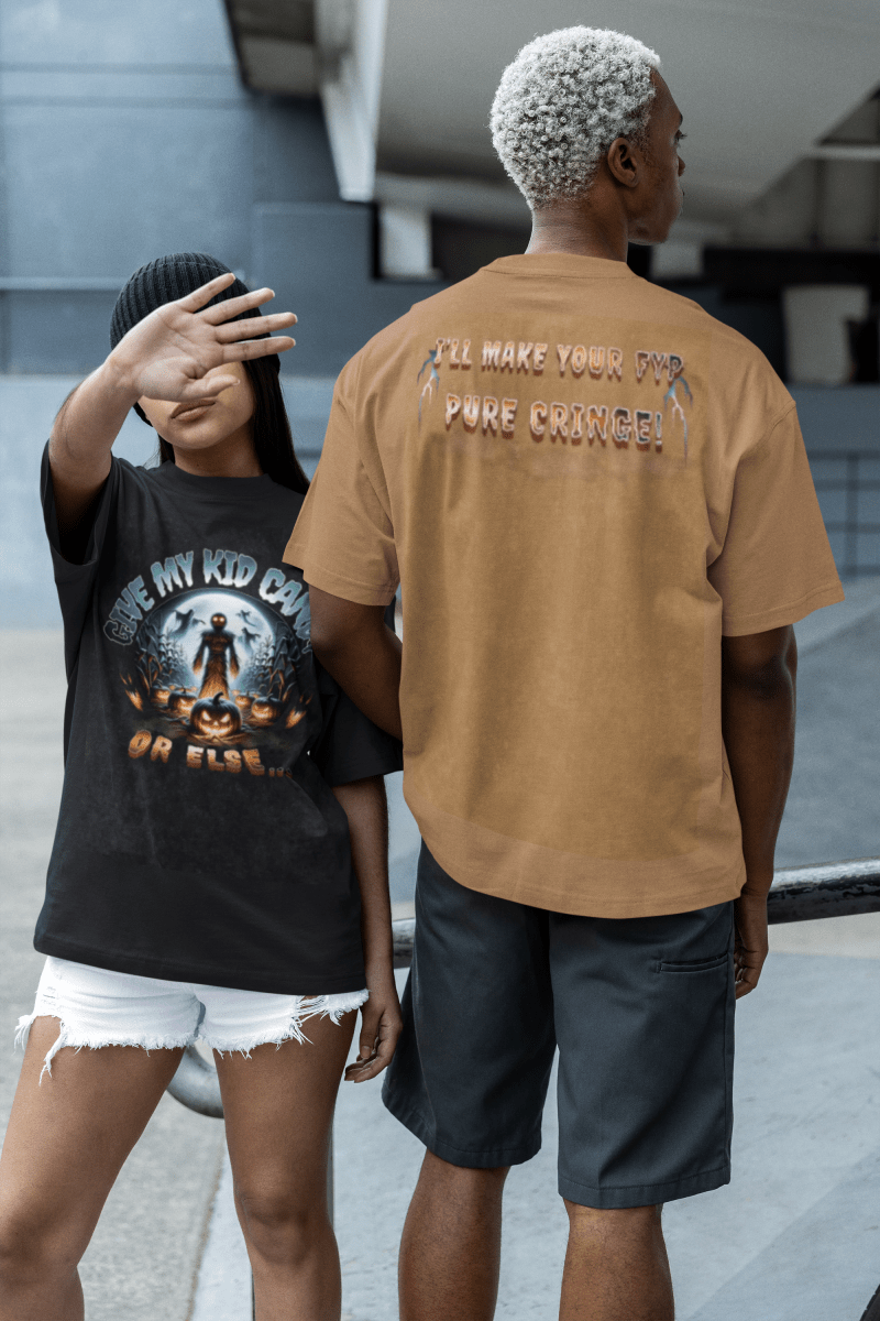 Trick or Treat Mom Shirt | Funny Halloween Dad Shirt | Snow Washed Oversized Cotton T-Shirt | Matching Family Halloween Costume Tee | Spooky - Gooso Pixel