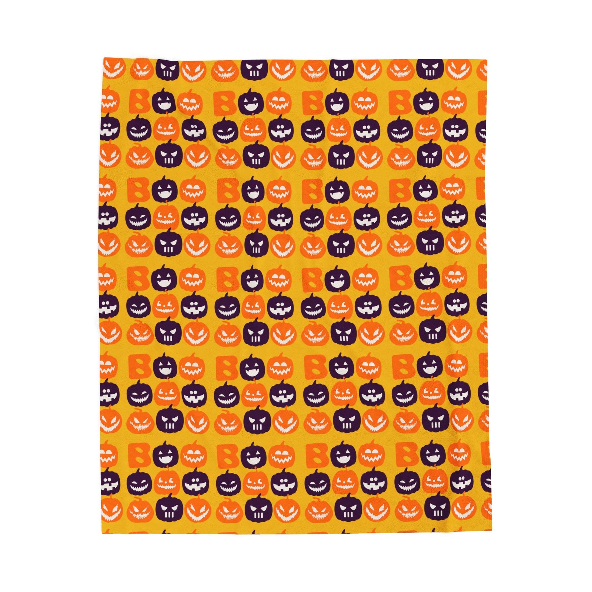 Velveteen Plush Blanket - Pumpkin Halloween Design, Cozy Fall Home Decor, Soft Throw Blanket, Warm Sofa - Gooso Pixel