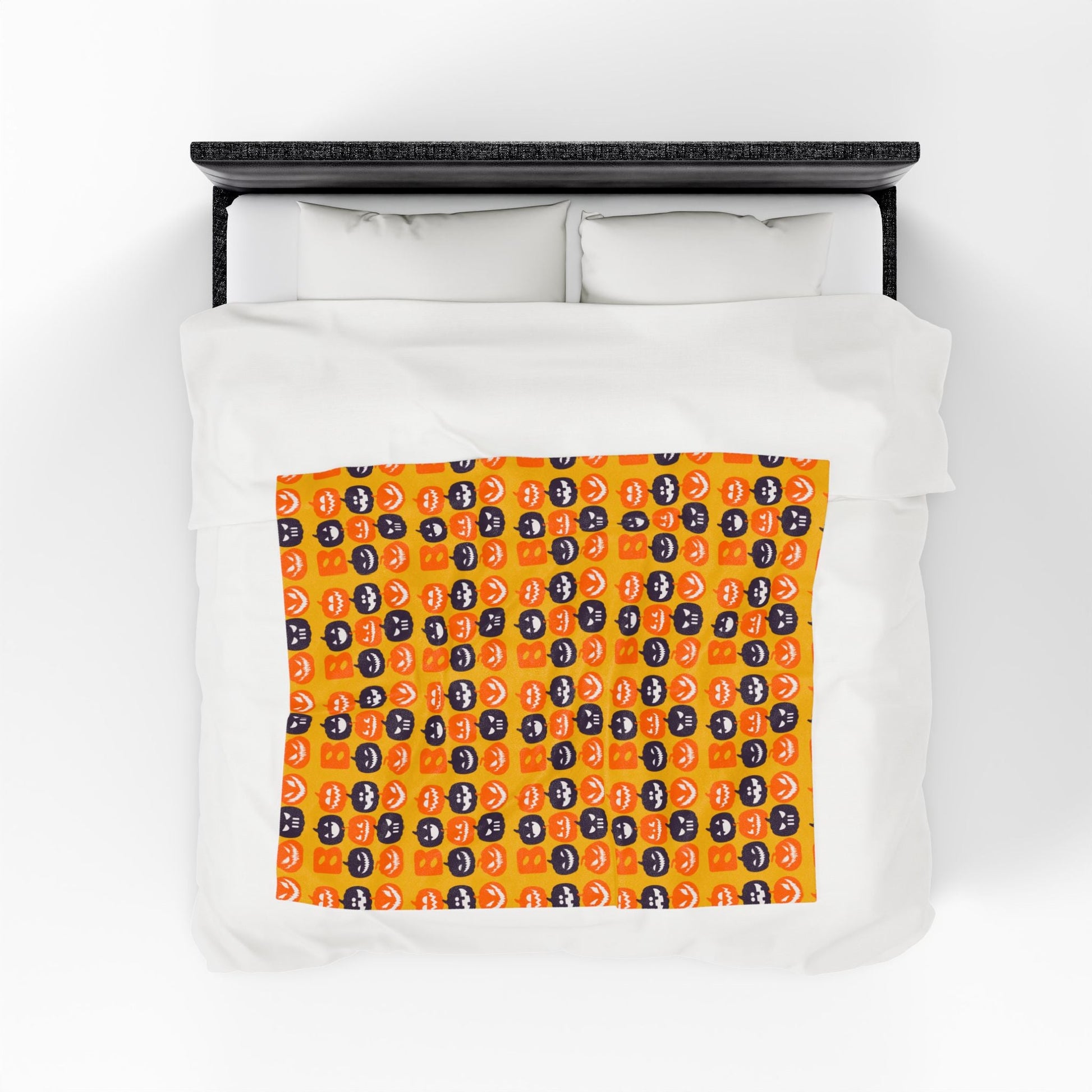 Velveteen Plush Blanket - Pumpkin Halloween Design, Cozy Fall Home Decor, Soft Throw Blanket, Warm Sofa - Gooso Pixel