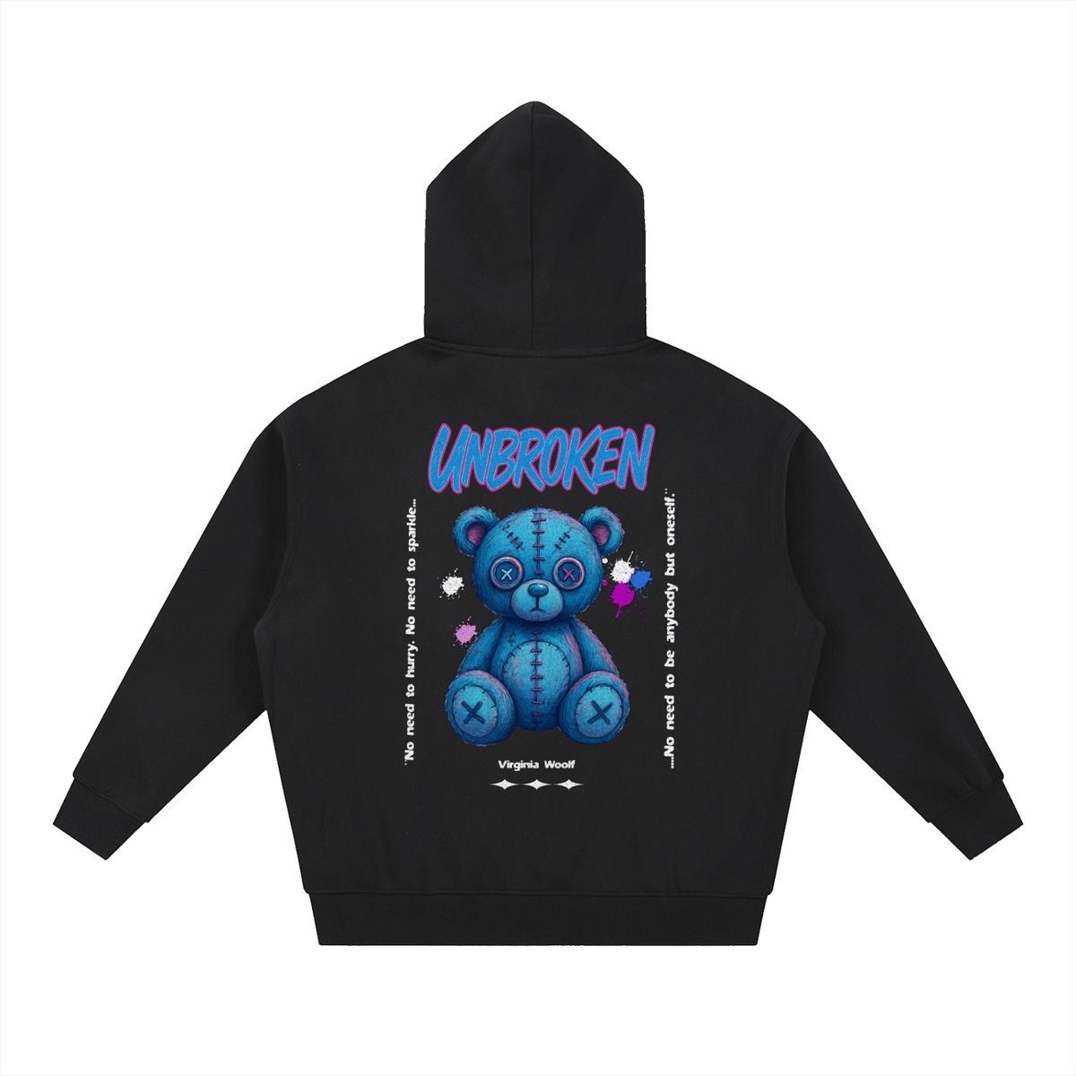 UNBROKEN Blue Teddy Zip-Up Hoodie– Virginia Woolf Edition