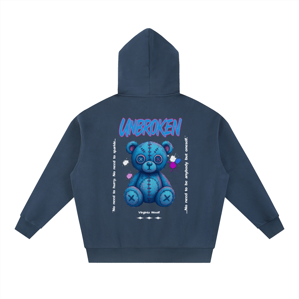 UNBROKEN Blue Teddy Zip-Up Hoodie– Virginia Woolf Edition
