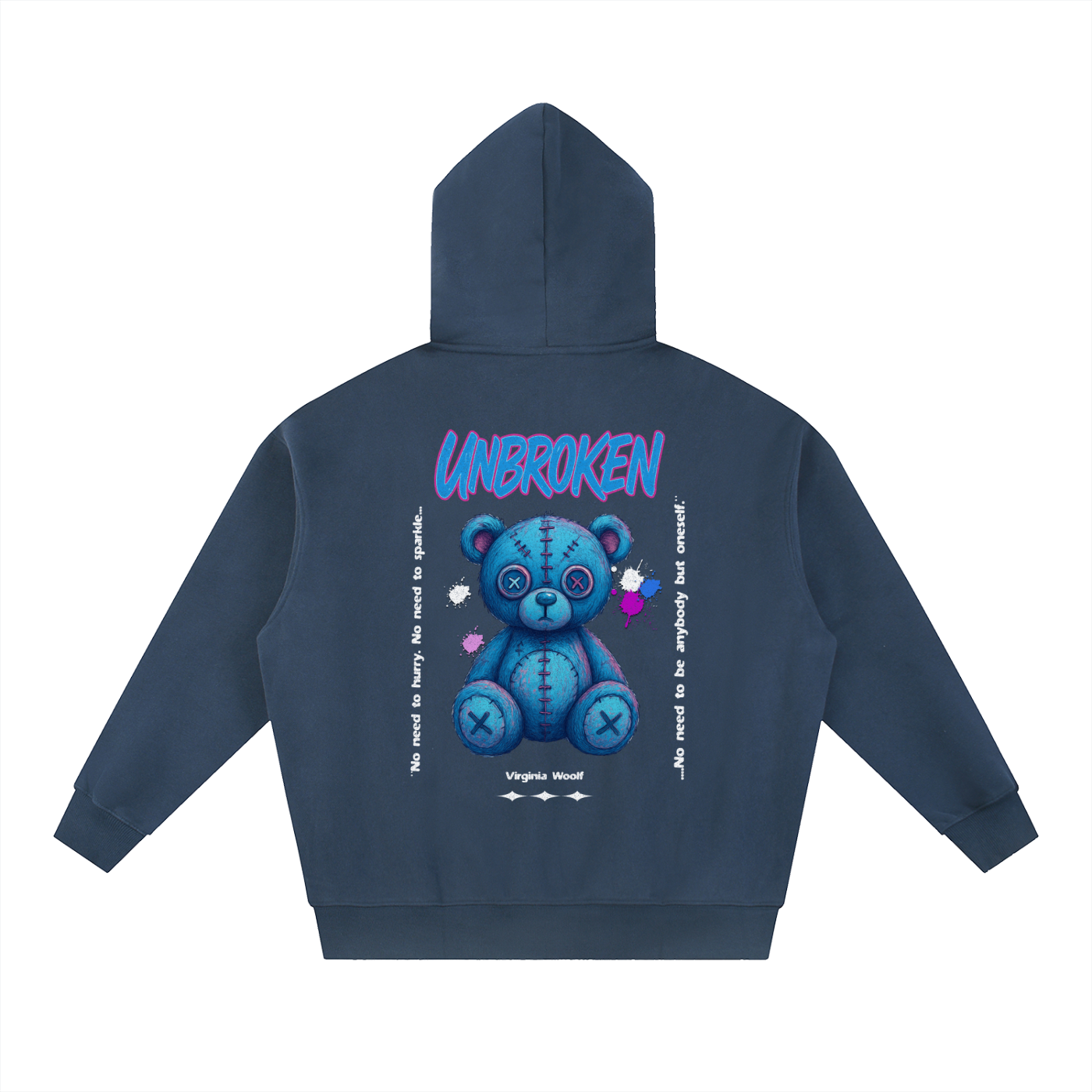 UNBROKEN Blue Teddy Zip-Up Hoodie– Virginia Woolf Edition