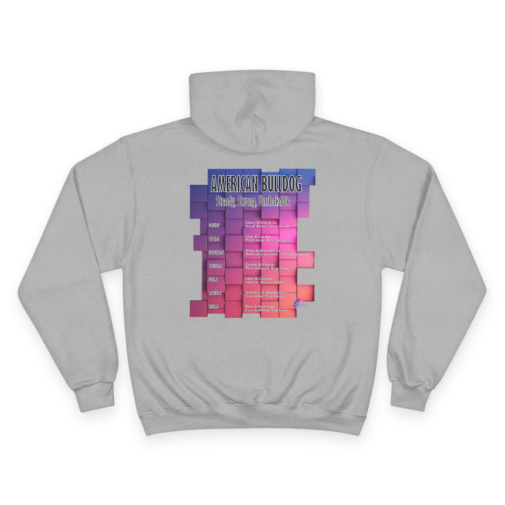 Bulldog Motivation Gym Champion® Hoodie gray back gooso pixel 
