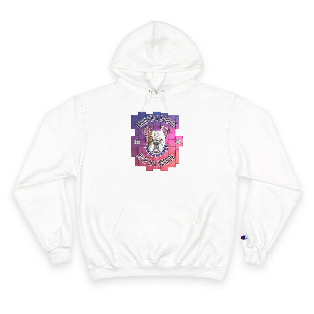 Bulldog Motivation Gym Champion® Hoodie white front gooso pixel 