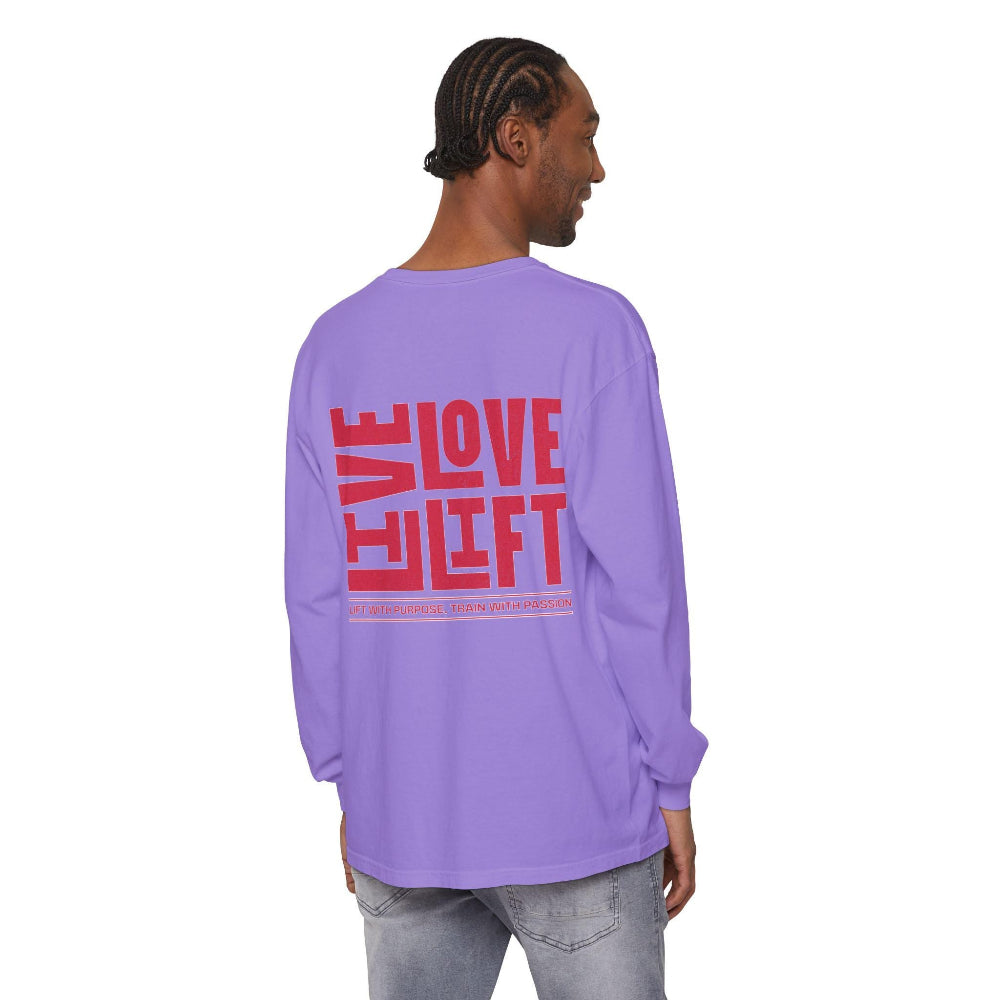 Comfort Colors® Live Love Lift Long Sleeve T gooso pixel purple back 