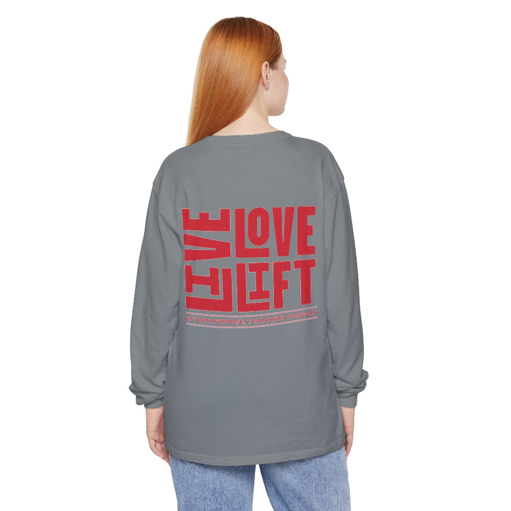 Comfort Colors® Live Love Lift Long Sleeve T back charcoal 