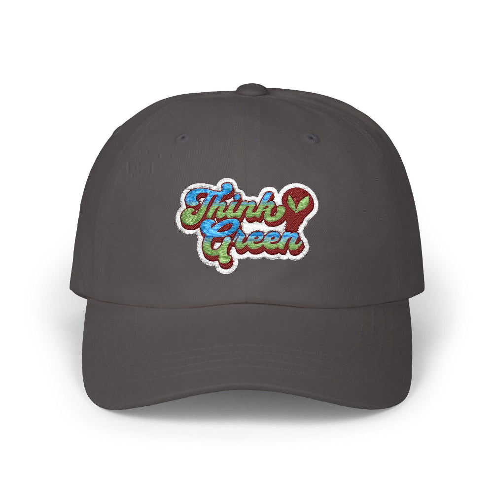 Embroidered Think Green Dad Cap gooso pixel gray