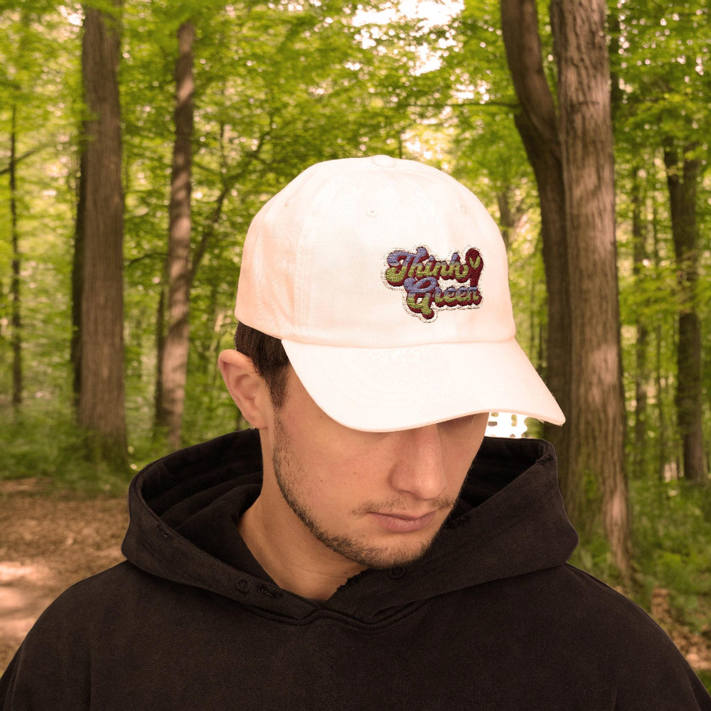 Embroidered Think Green Dad Cap gooso pixel 
