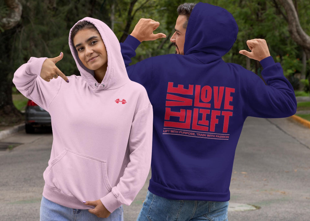 Live Love Lift Unisex Gym Motivational Hoodie gooso pixel 