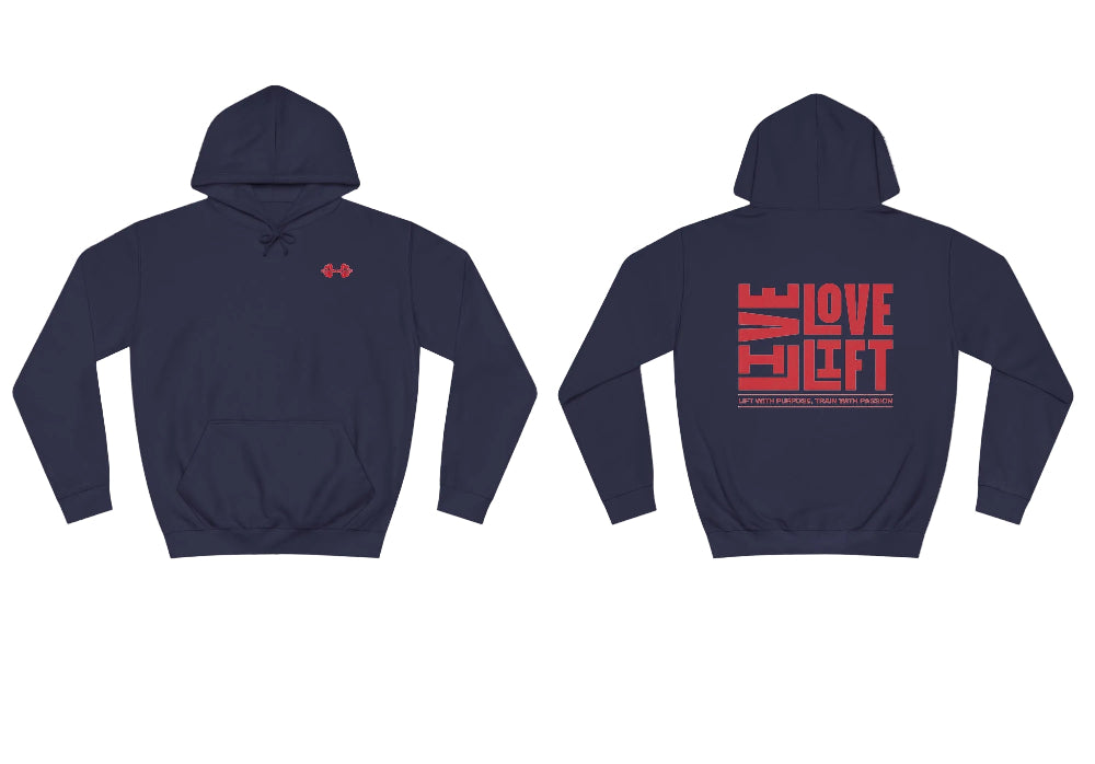 Live Love Lift Unisex Gym Motivational Hoodie navy gooso pixel 