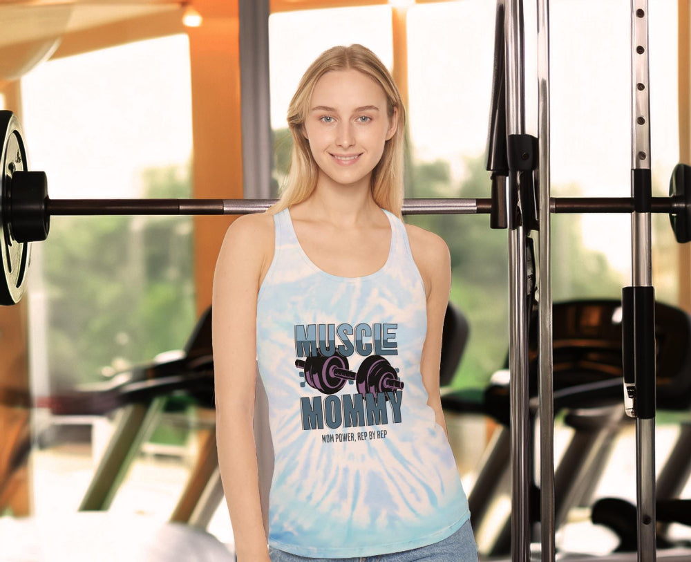Muscle Mommy Tie Dye Racerback Tank Top gooso pixel 