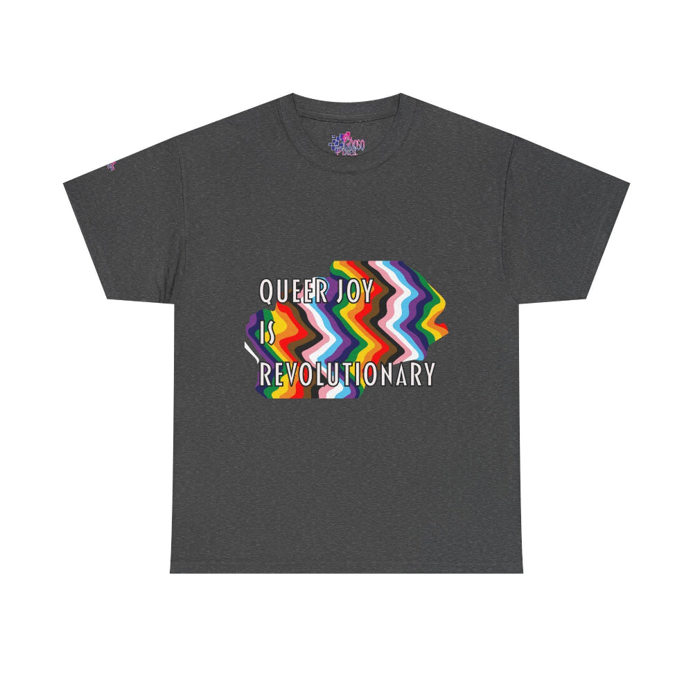 Queer Joy is Revolutionary T-Shirt LGBTQ+ gooso pixel charcoal