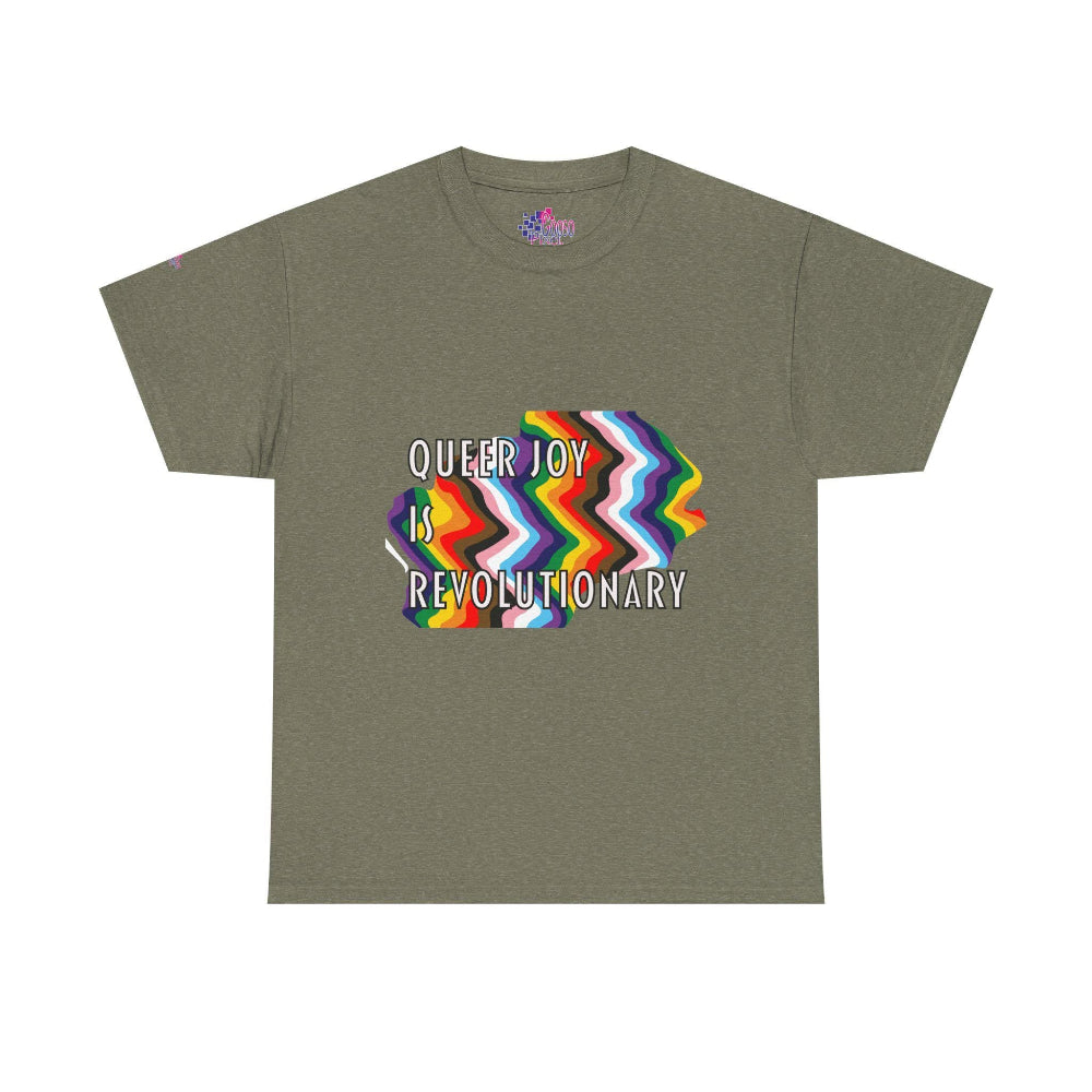 Queer Joy is Revolutionary T-Shirt LGBTQ+ gooso pixel navy green 