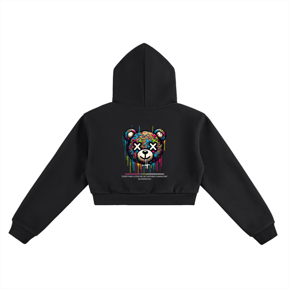 ART MODE: ON Women’s Cropped Graphic Hoodie – Streetwear Cotton Blend Sweatshirt - Gooso Pixel