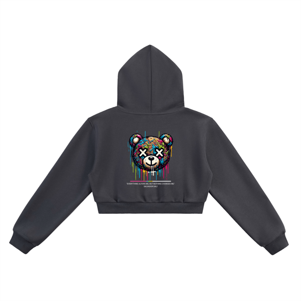 ART MODE: ON Women’s Cropped Graphic Hoodie – Streetwear Cotton Blend Sweatshirt - Gooso Pixel