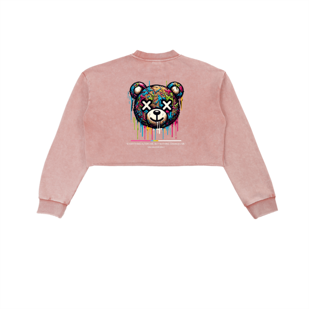 ART MODE: ON Women’s Snow Wash Cropped Hoodie – 100% cotton Streetwear - Gooso Pixel