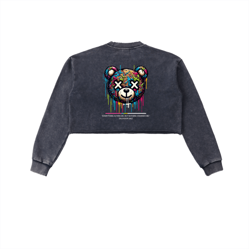 ART MODE: ON Women’s Snow Wash Cropped Hoodie – 100% cotton Streetwear - Gooso Pixel