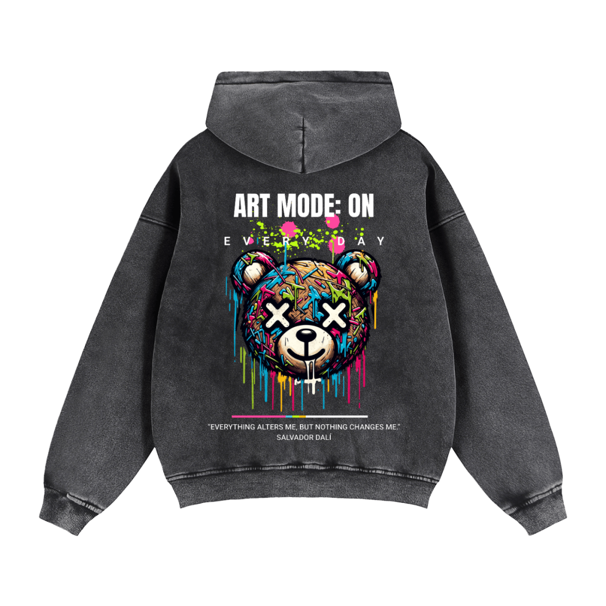 ART MODE: ON Zip - Through Boxy Fleece Hoodie – Salvador Dalí Edition - Gooso Pixel LLC