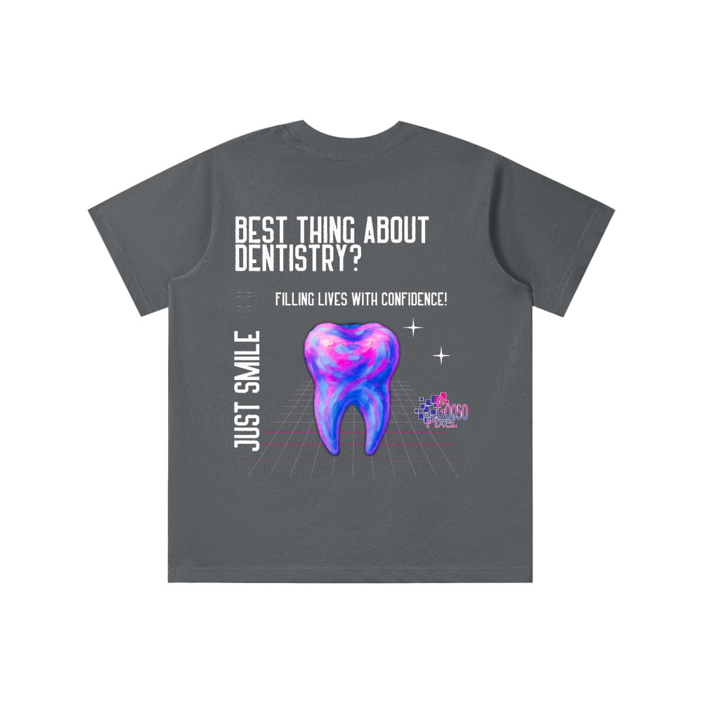 Youth Tee - Smile While You Still Have Teeth - Multicolor Tooth Graphic - Fun & Functional - Gooso Pixel LLC