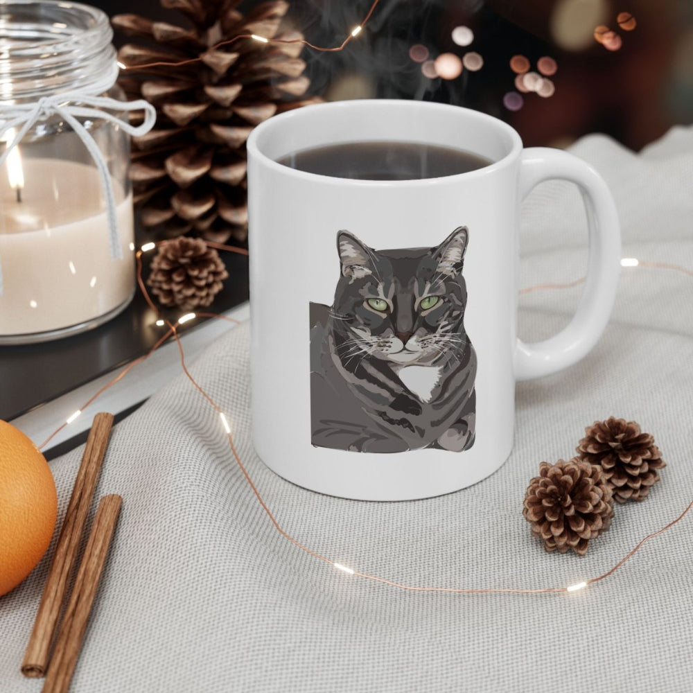 Custom 1 Pet Portrait Ceramic Mug – Personalized Pet Illustration Coffee Mug (11oz & 15oz) - Gooso Pixel