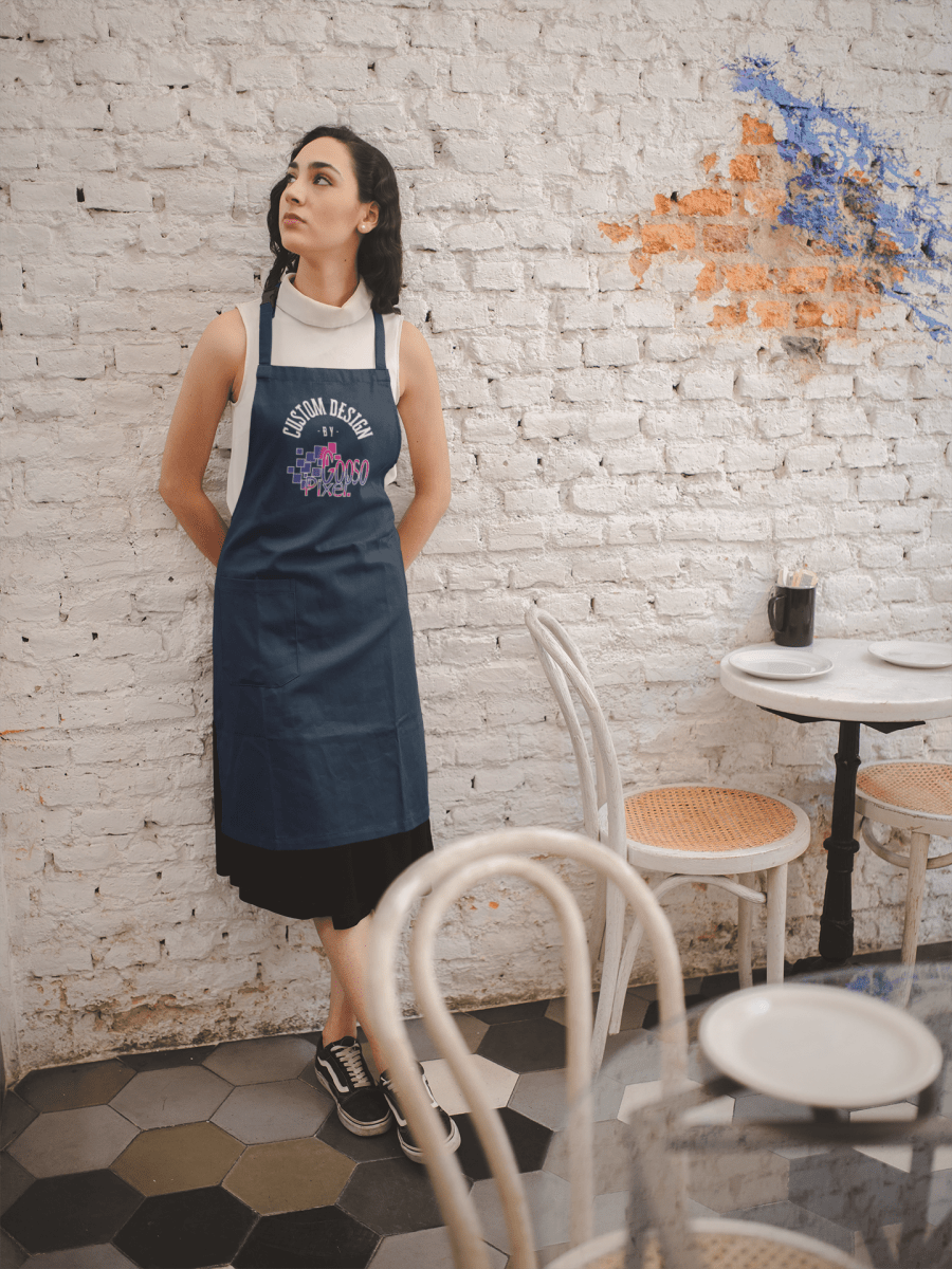 Custom Personalized Apron | Cotton Chef Apron | 6 Colors Available | Eco - Friendly Kitchen Apron - Gooso Pixel