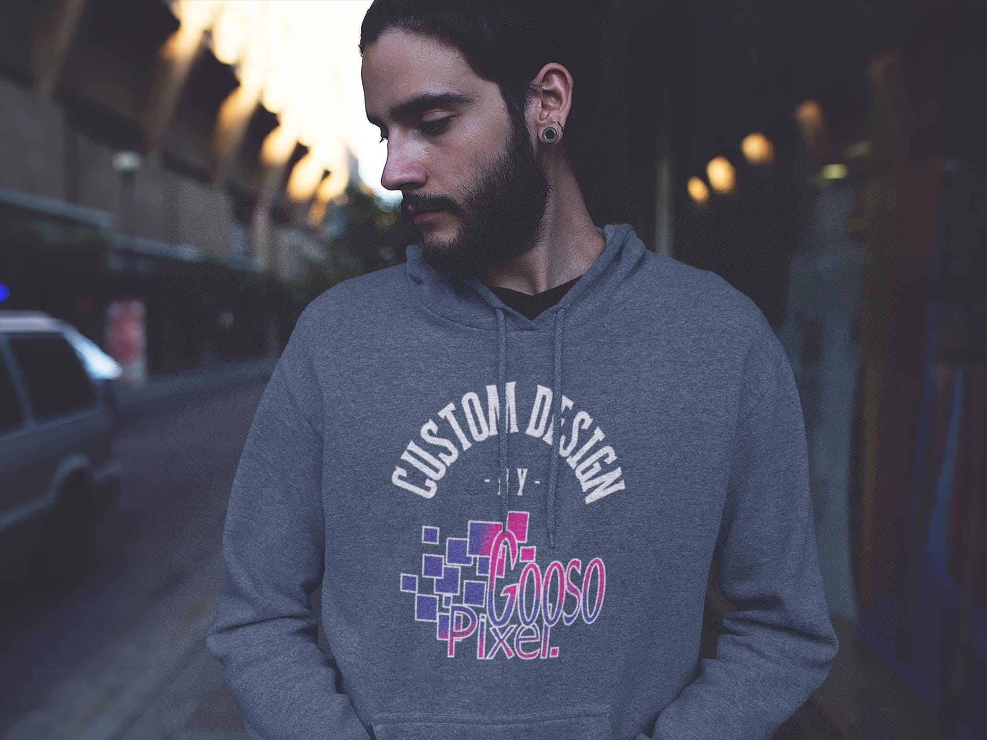 Customizable Cotton Hooded Sweatshirt: Personalized Design, Relaxed Fit - Gooso Pixel