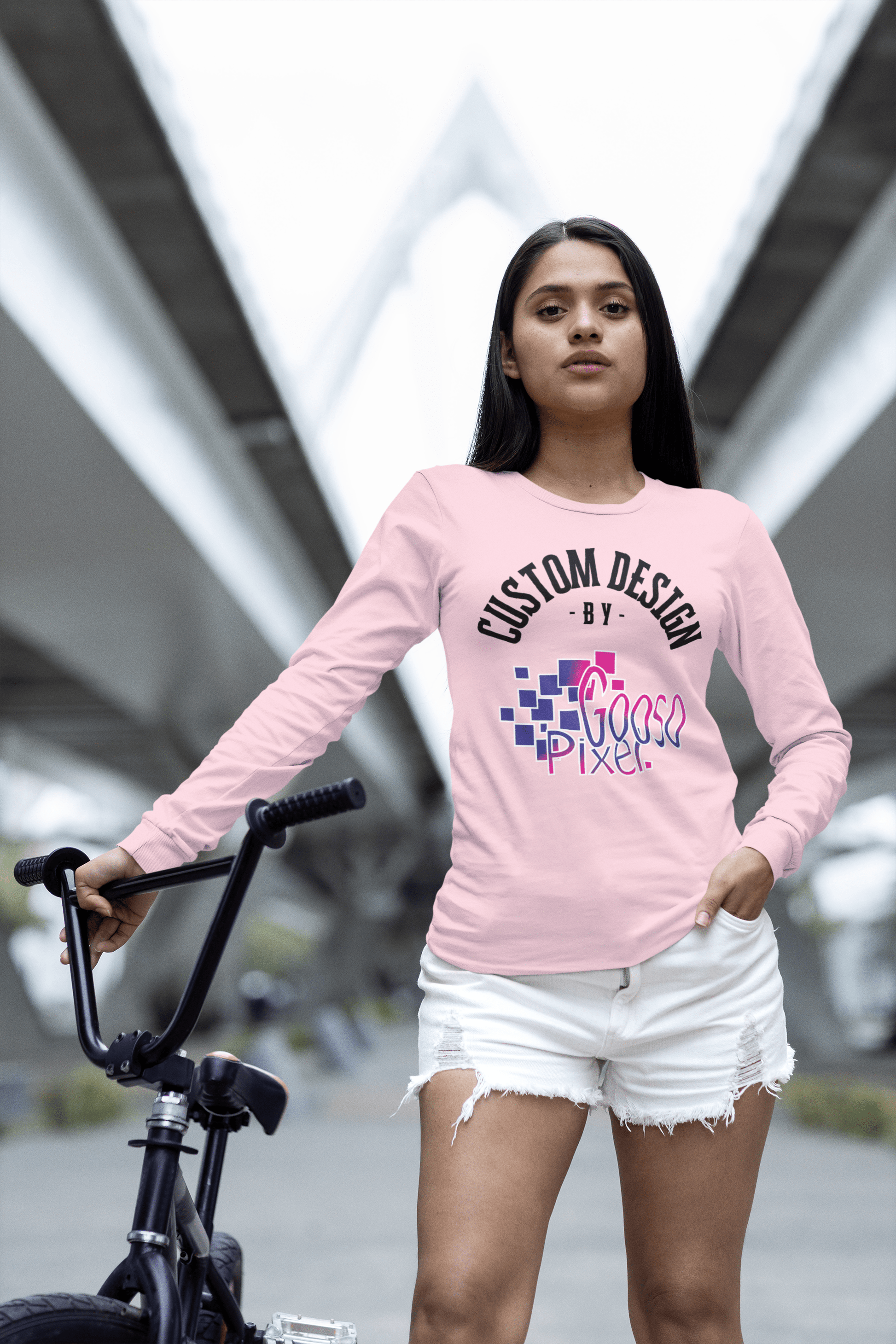 Customizable Garment - Dyed Long Sleeve Tee: Personalized Unisex Top - Gooso Pixel