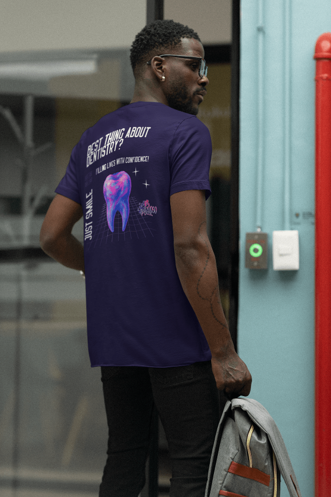 Dental Tooth Logo Happy T-Shirt - Gooso Pixel Navy color