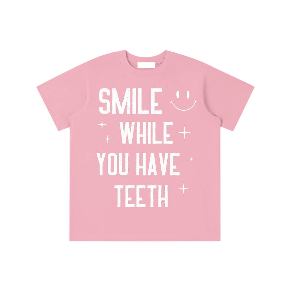 Essential Kids' T-shirt - Gooso Pixel-smile while you have teeth pink 