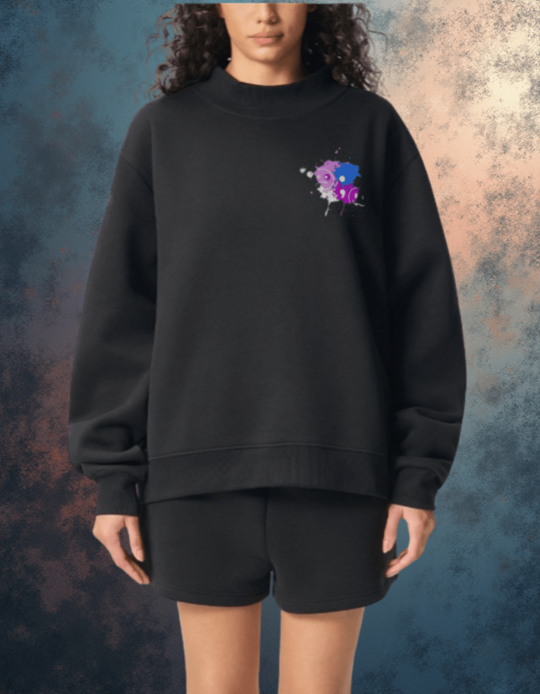 UNBROKEN Blue Teddy Sweater – Women’s Oversized Turtleneck Pullover - Gooso Pixel