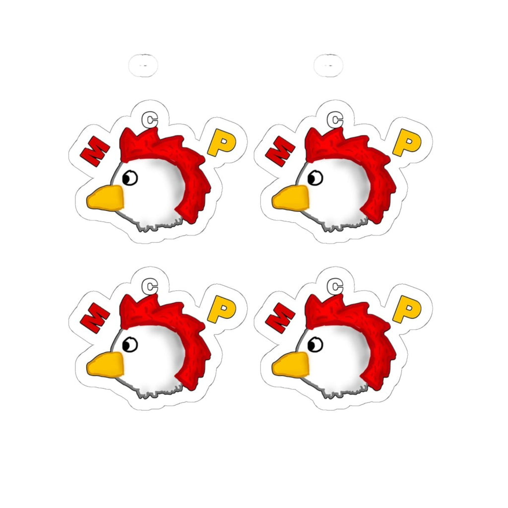 Funny Chicken Head Stickers Set of 4 - Waterproof Farm Animal Vinyl Decals for Kids, Adults, Crafts - Gooso Pixel