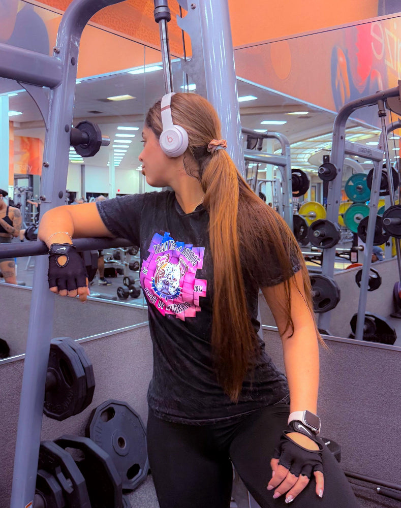 Bulldog Motivation Gym T-Shirt black gooso pixel 