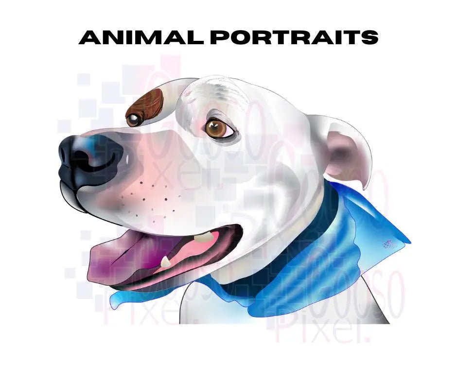 custom pet illustration, digital animal portrait, personalized pet image