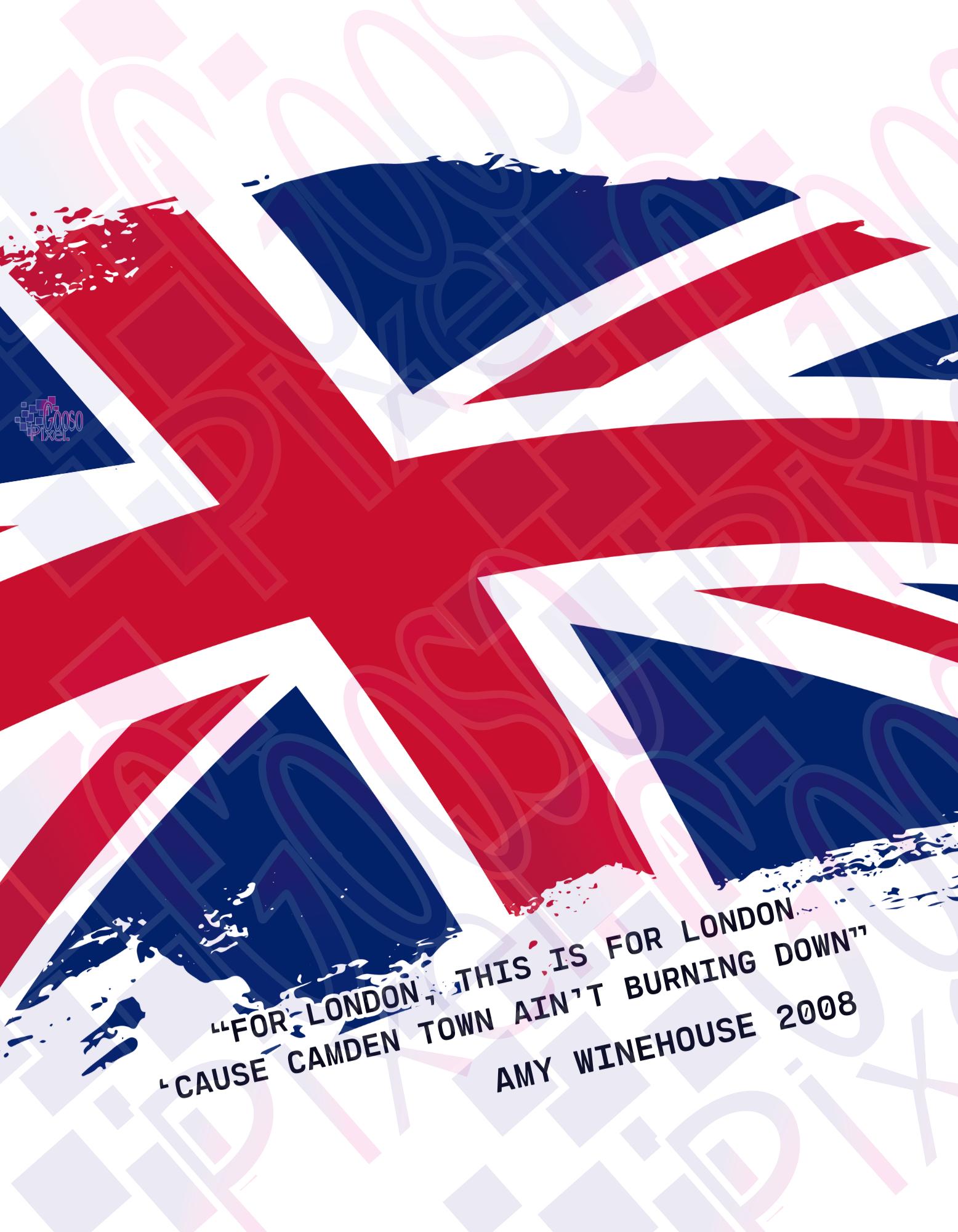 Digital Art Work inspired by UK flag and Icon quote