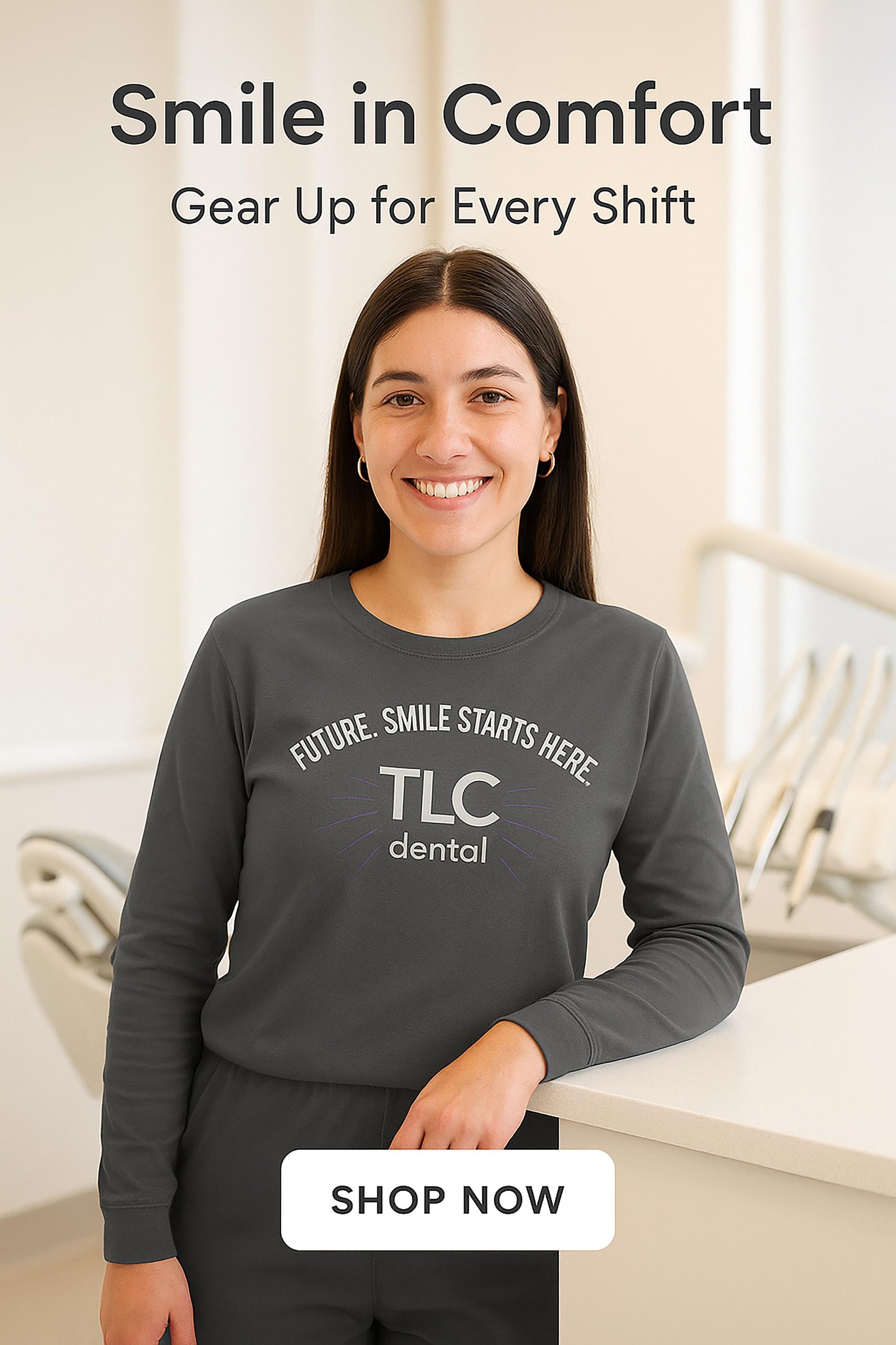 Dental Office Logo Customizable Long Sleeve Tee for Dental staff