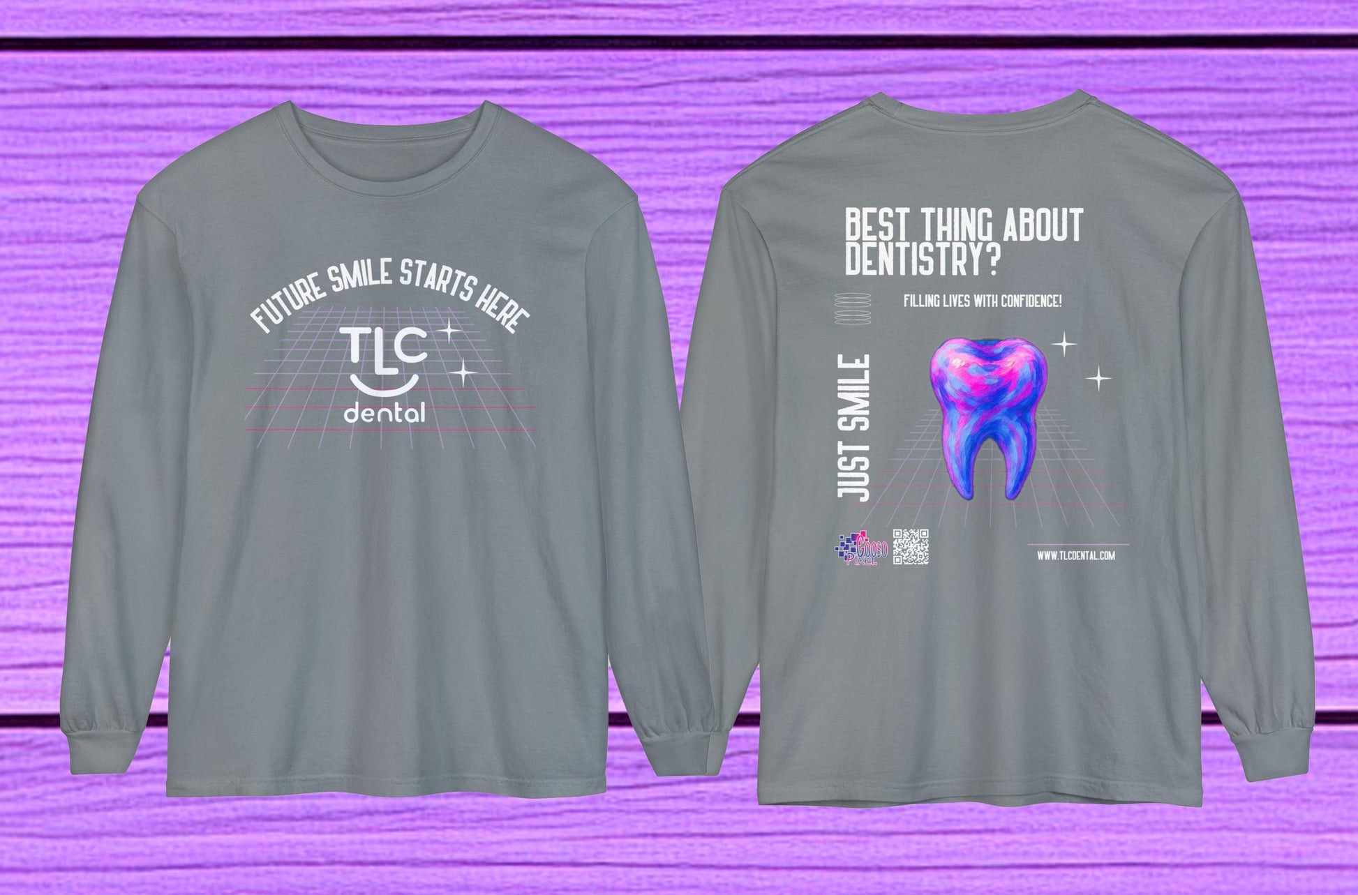 Dental Office Logo Customizable Long Sleeve Tee for Dental staff