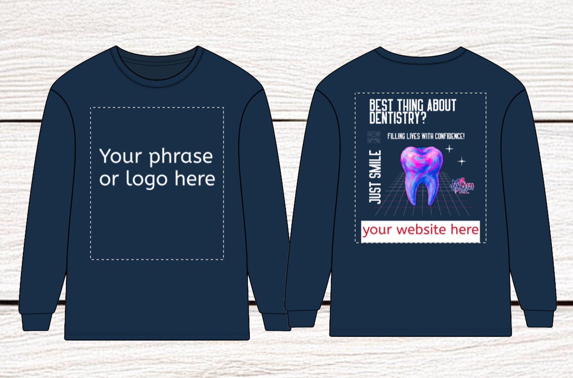Dental Office Logo Customizable Long Sleeve Tee for Dental staff