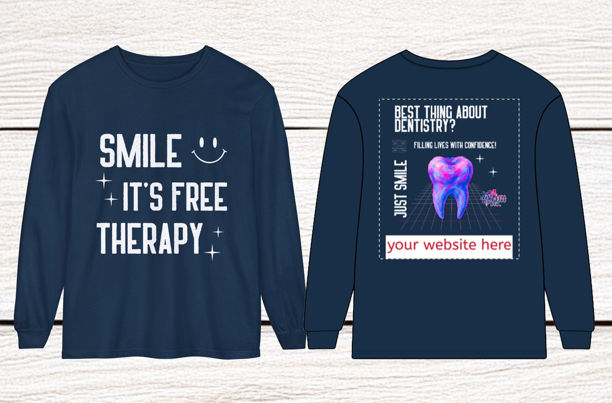 Dental Office Logo Customizable Long Sleeve Tee for Dental staff