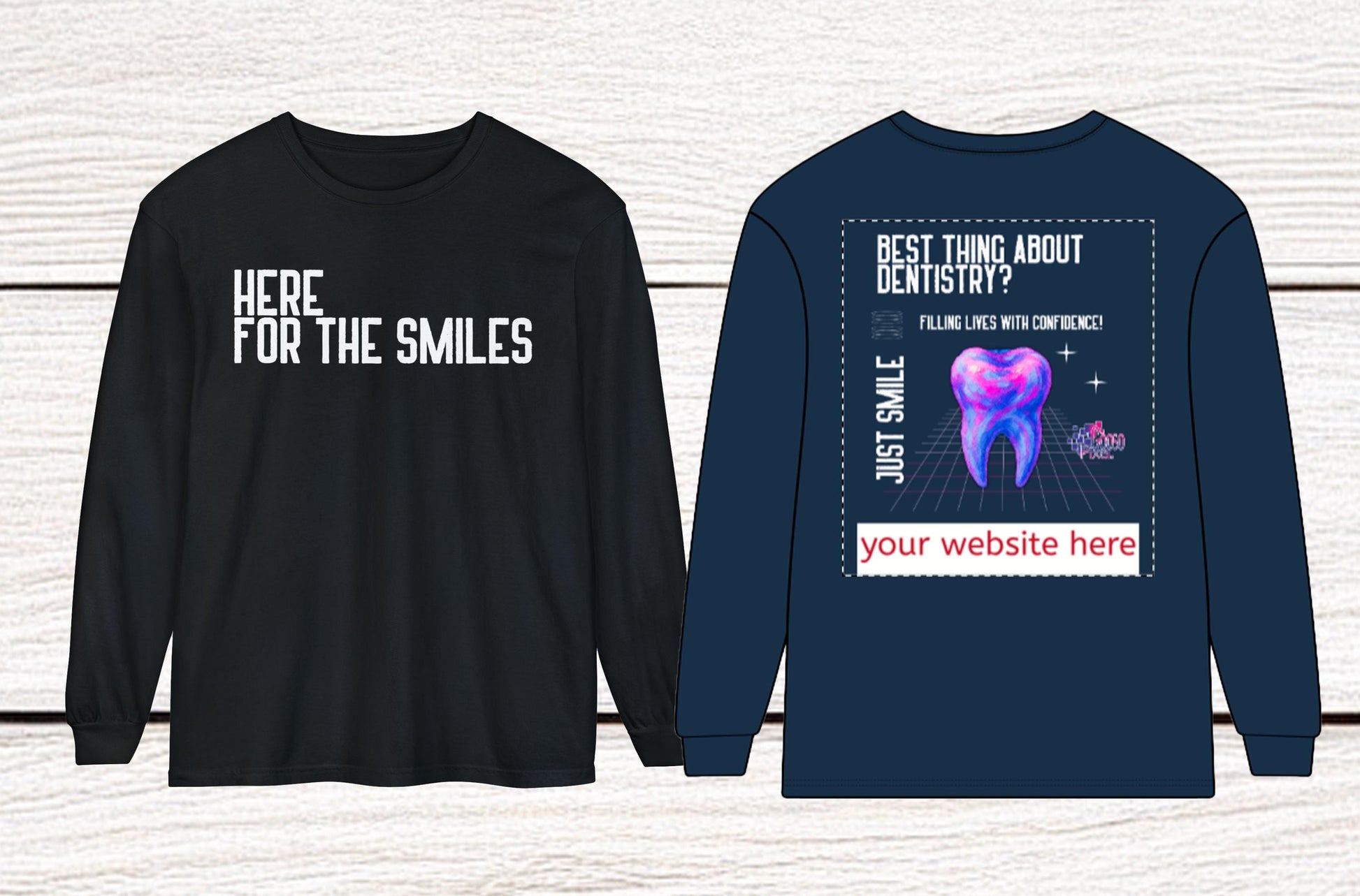 Dental Office Logo Customizable Long Sleeve Tee for Dental staff