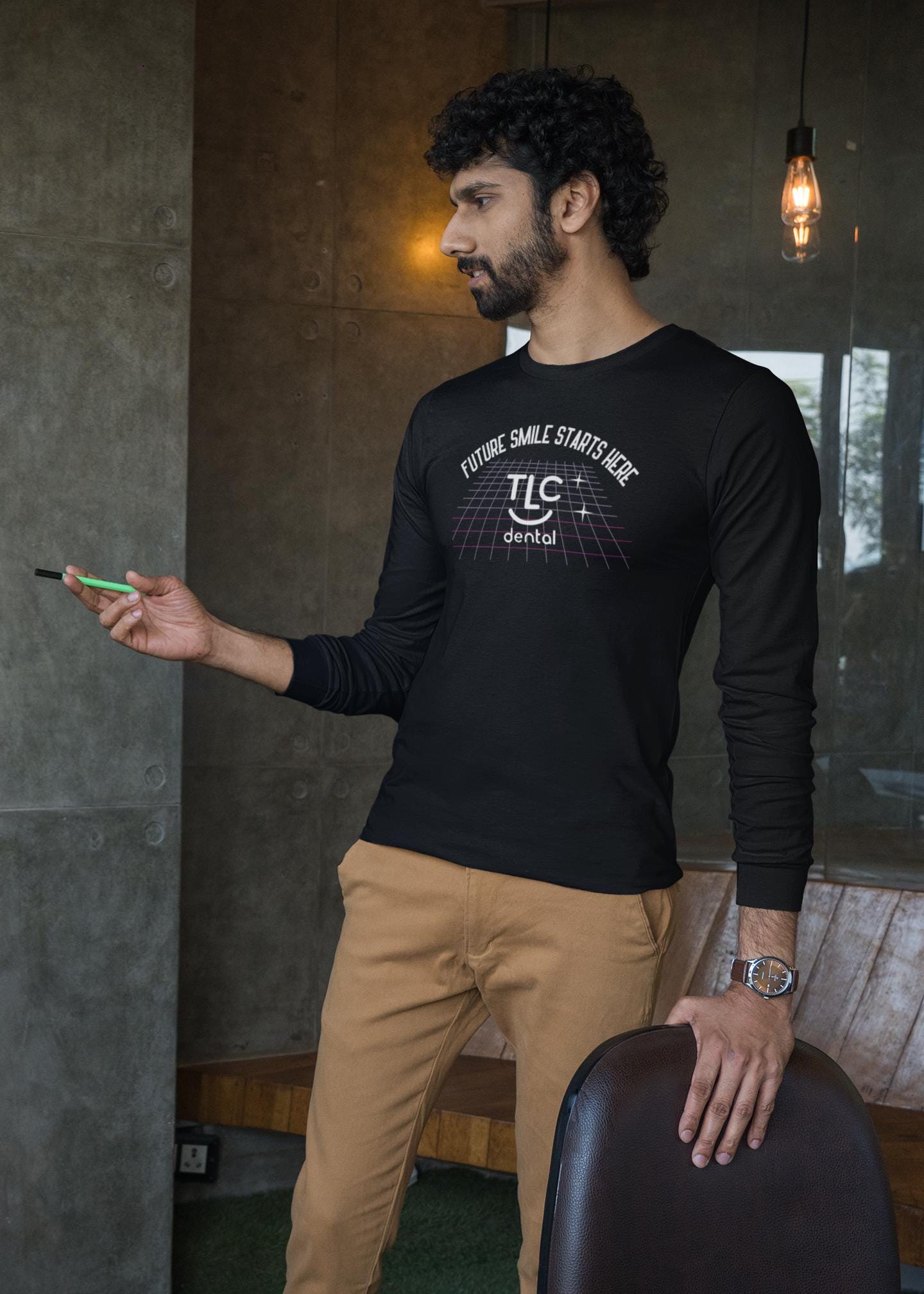 Dental Office Logo Customizable Long Sleeve Tee for Dental staff